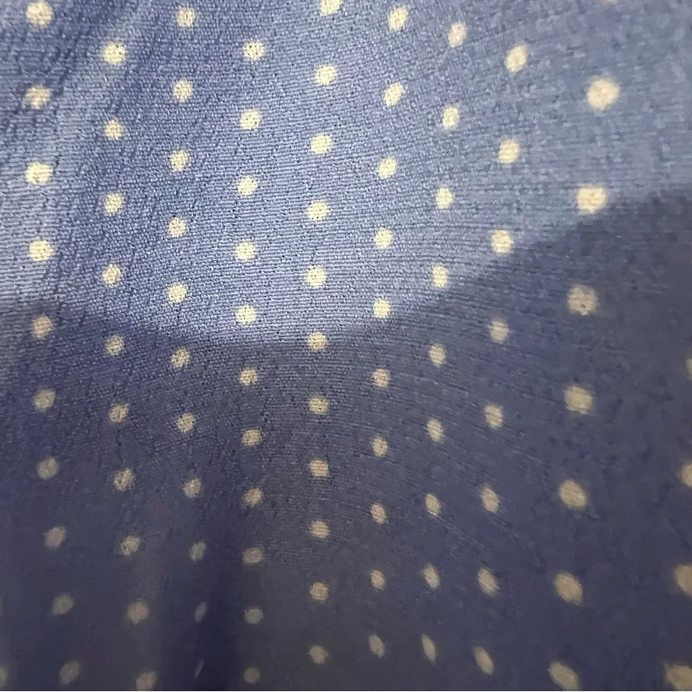 A New Day XXL Woman's Dress Front Button Short Sleeve V Neck Blue White dots - Picture 6 of 11